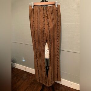Brown suede with embroidery bell bottoms